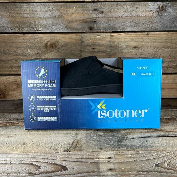 Isotoner Signature Memory Foam Men's Slippers - Black - XL 11-12 - New in box - Picture 1 of 7